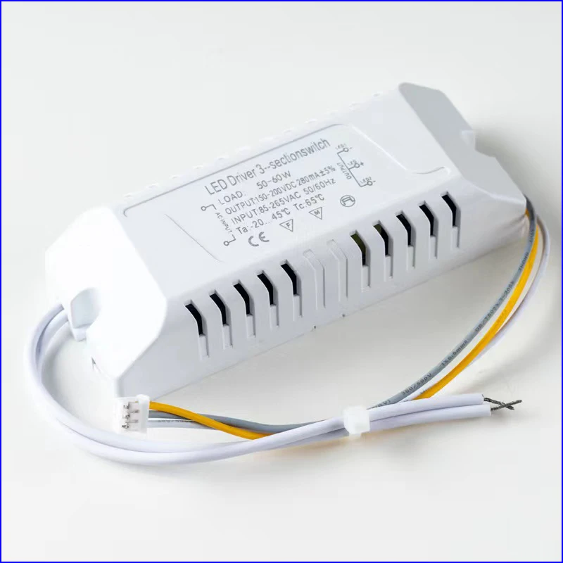 Isolamento LED Driver com transformador LED de 3 cores, entrada AC 85-265V, 25-36W, 36-50W x 2 para regulável, candelabro