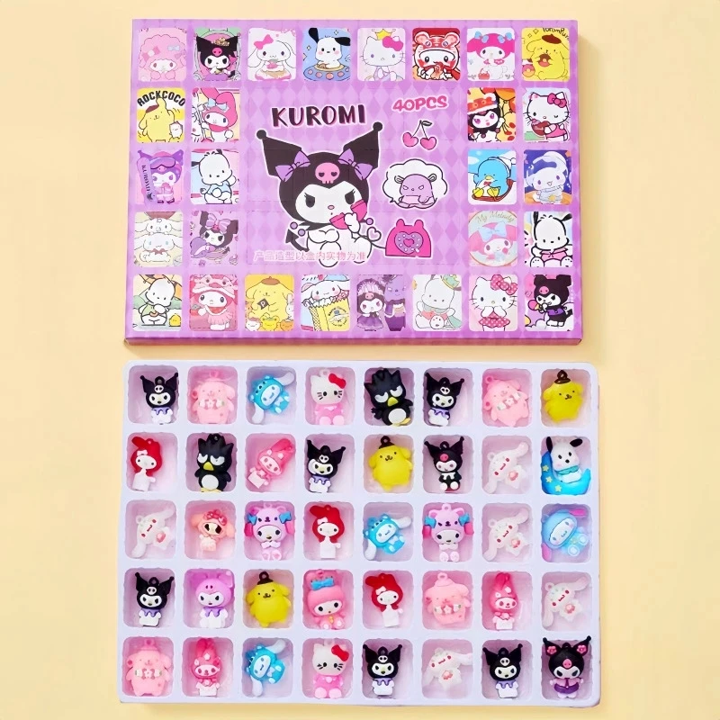 Sanrio Hello Kitty Eggy Party Lotso 36Pcs Blind Box Anime Figure Hole Outfit Surprise Box Kids Diy Pendant Scratcher Toy Gifts