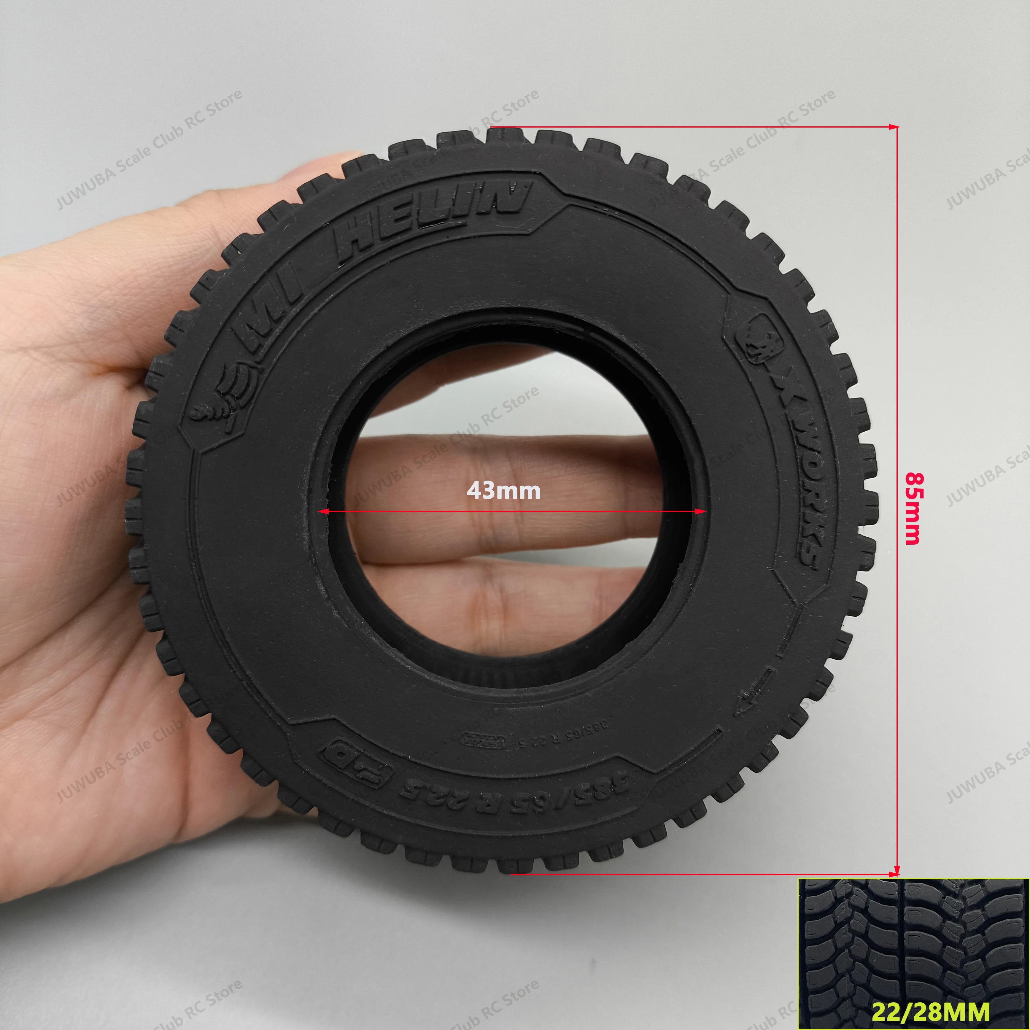 2 Piezas de Neumáticos de Goma de Simulación de 22/28 mm de Ancho para Camión Volquete RC Tamiya 1/14, SCANIA 770S, VOLVO, BENZ Arocs, MAN TGX, LESU, Piezas de Auto