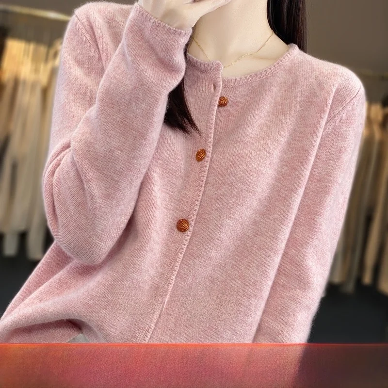 Autunno Inverno Donna Or Wool Camere Cardigan Maglione lavorato a maglia Cappotto aperto sul davanti Sle Regular Sve Lungo rotondo Ne Butto...