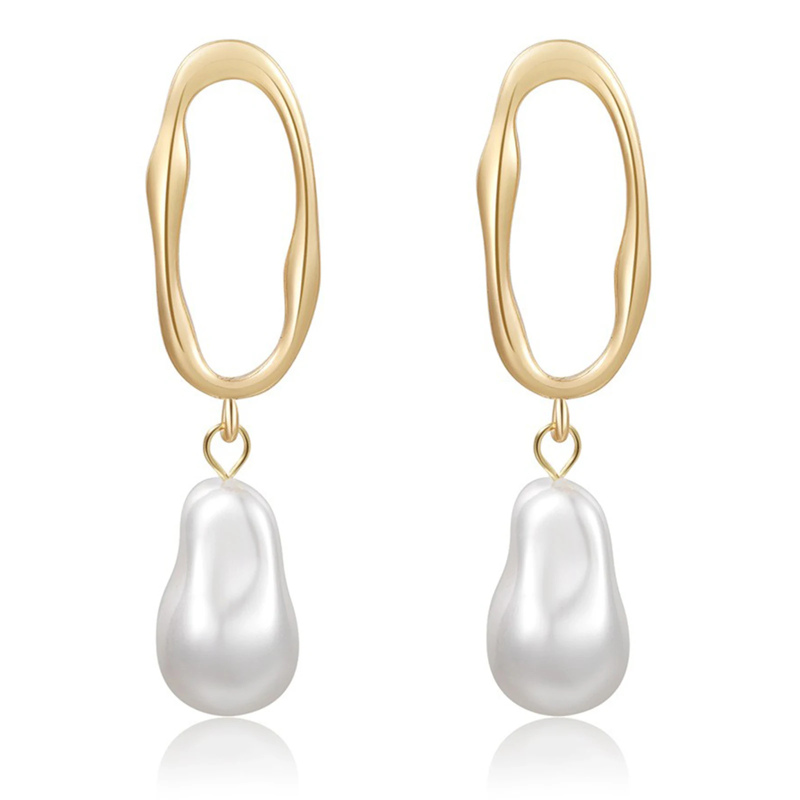 أقراط اللؤلؤ المتدلية مطلية بالذهب أقراط اللؤلؤ أقراط اللؤلؤ هدايا للنساء