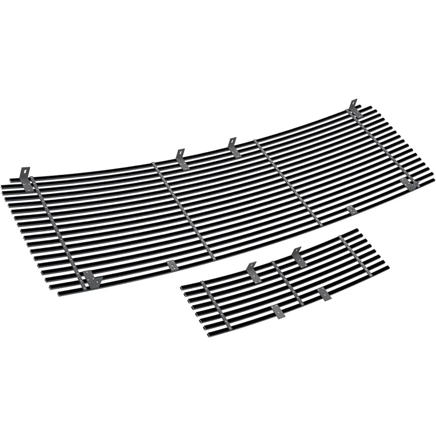 Kompatibel dengan Ford F150 2009-2014 Bumper Utama Atas Bawah Baja Anti Karat Hitam 8x6 Horizontal Billet Grill Depan