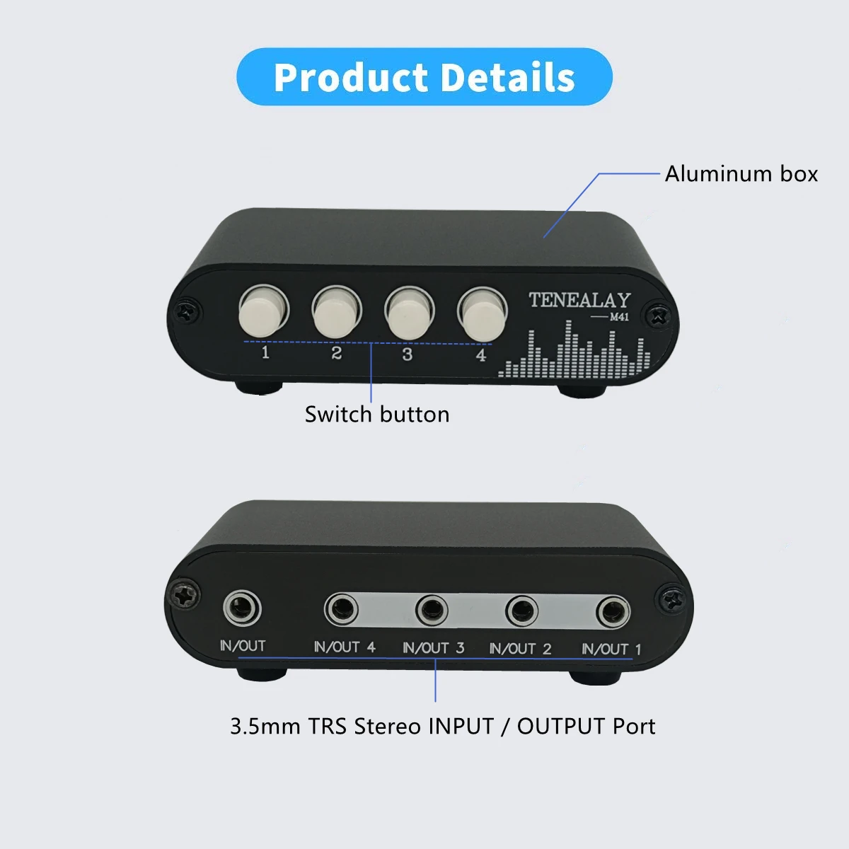 (M41) 4 in 1 out / 1 in 4 out AUX 3,5mm Stereo Audio eingang Signal Quelle Switcher 4 Weg line-level-Audio quelle selector box