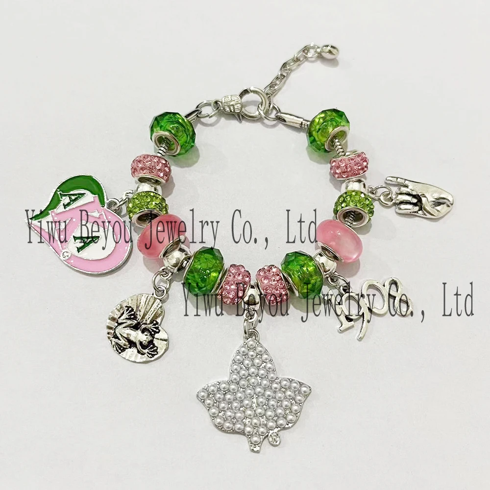 Gesture Frog Number Heart Ivy Charm Pink Green Organization Greek Alpha Bracelet Women's Association Jewelry