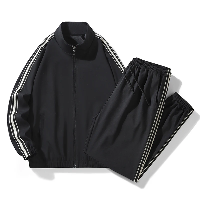 

2Pcs Long Sleeve Sweatsuit Suit Casual Running Fitness Sweater Trouser Men Cardigan Stand Collar Sweatshirts Pant Sweatpants Set