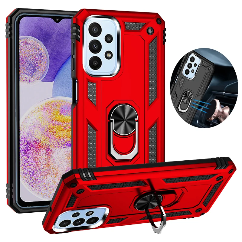 

For Poco X6 5G Case Armor Shockproof Phone Case for Poko Little X6 X 6 Pocox6 5G Anti-Fall Finger Ring Holder Magnetic Cover