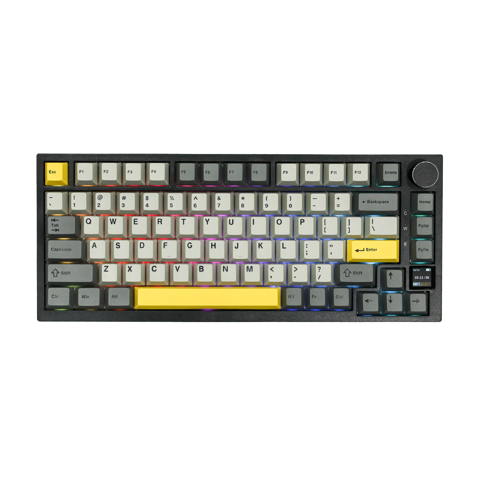 Ajazz AK820 Pro 75 % an der Dichtung montierte Bluetooth 5.1/2.4G kabellose/kabelgebundene mechanische Tastatur mit TFT-Bildschirm für Mac/Win – Detail 17
