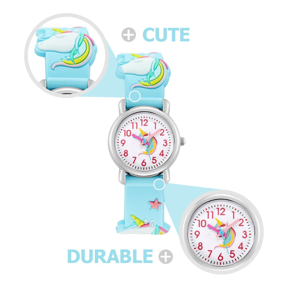ساعة يونيكورن للأطفال بتصميم كرتوني إبداعي للفتيات مع تصميم ثلاثي الأبعاد للأطفال، حركة دقيقة، سطح أملس، عيد الميلاد وعيد الميلاد #2