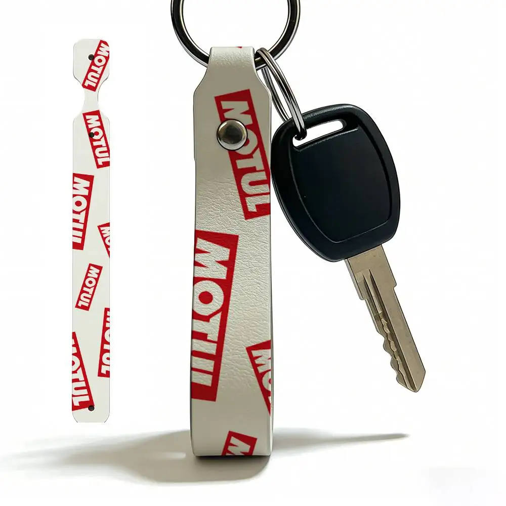 

Fashion For Motul PU Leather Motorcycle Keychain Universal Motorbike Key Ring Holder For Riders Men Gift
