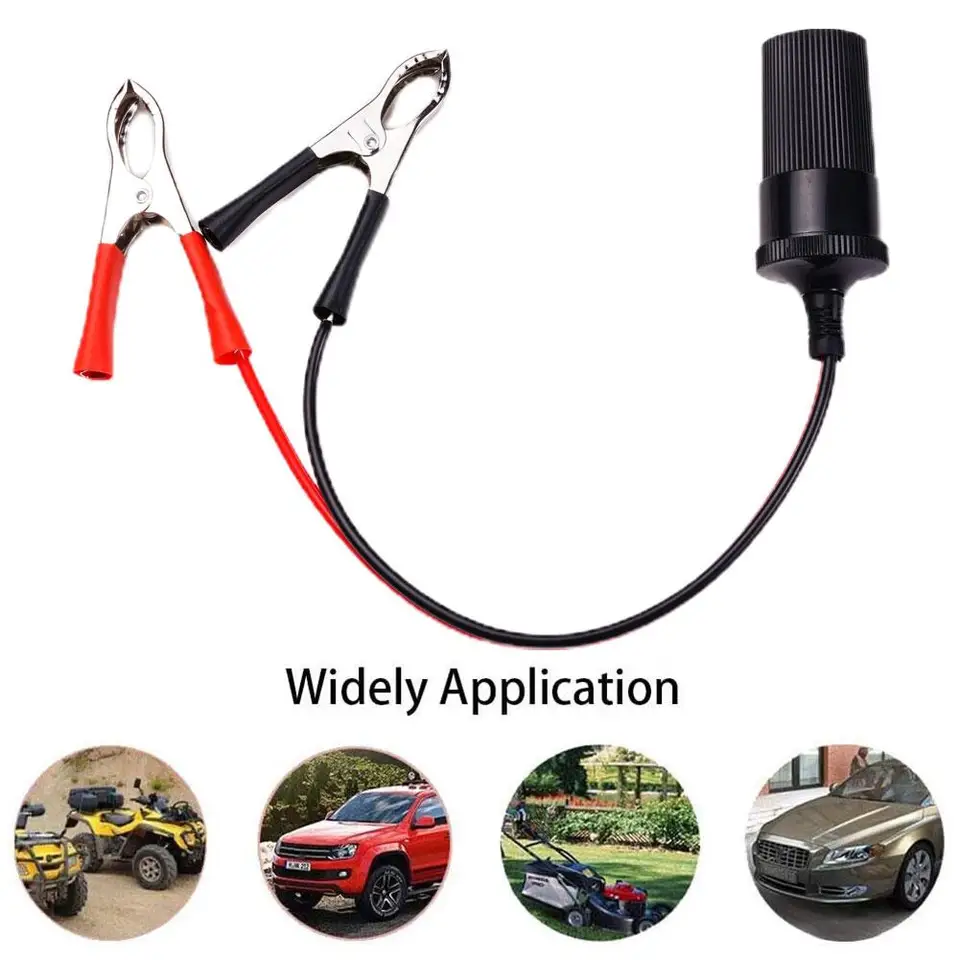 Car Cigarette Lighter 12V Power Female To Alligator Adapter Auto Extension  Terminal Battery To Socket Connector Clip Clip-o E4B0