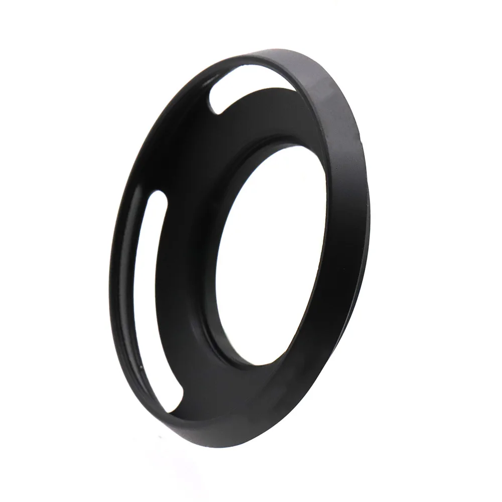 39/43/46/49/52/55/58/62/67/72/77/82mm Metal Hollow Vented Lens Hood Short Tilted Curved Replacement for  DSLR Camera