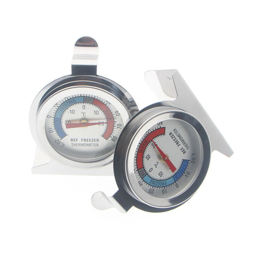 

6 Pcs Thermometer Stainless Steel Freezer Fridge Temperature Monitor Silver Real Time Refrigerator Thermometer Durable