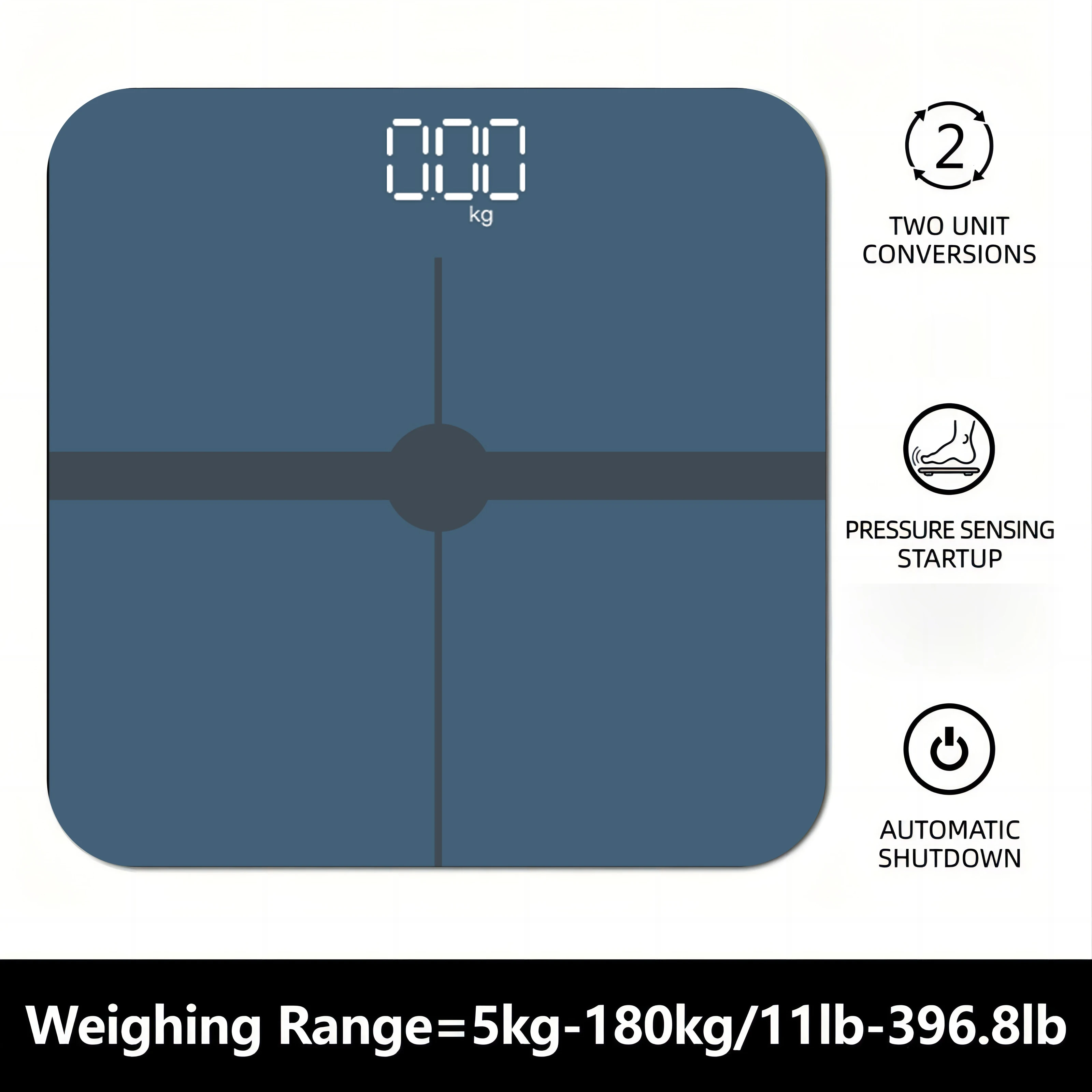 Blue Digital Bathroom Scale for Body Weight, Smart Scale with LCD Display,Temperature Display High Strength Tempered Glass,396LB