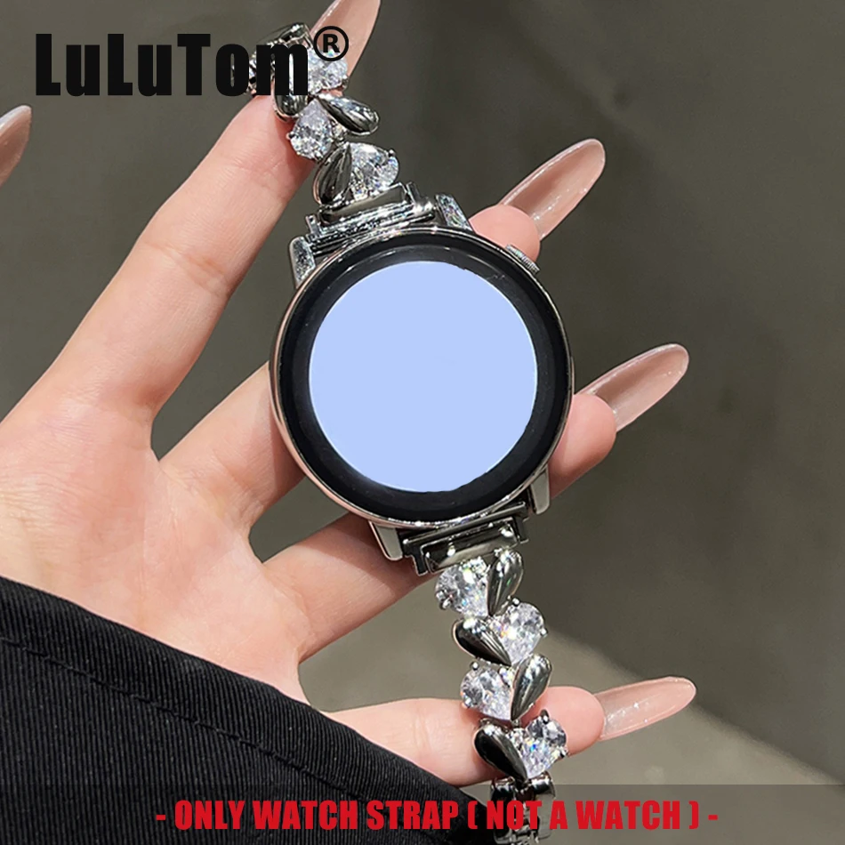 Love Metal Rhinestone Strap For Samsung Galaxy Watch 6 5/Pro/4 Classic 44/40/46mm Luxury 20mm/22mm Band For Huawei Watch GT 4 3