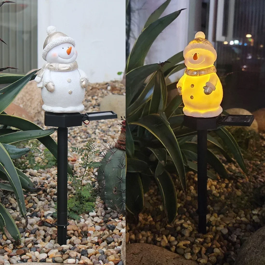 1pcs Christmas Solar Power Snowman Light Outdoor Waterproof Lawn Lamps Garden Led Garland Yard Fence Light for Holiday Decor