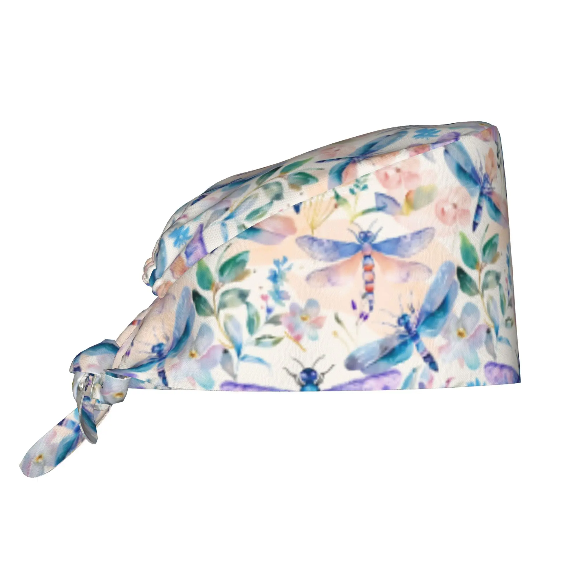 Magical Dragonfly Garden  Scrubs Cap Surgical Hats Men Women Colorful  Operating Room Cap Nursing Cap Lab Works Hat