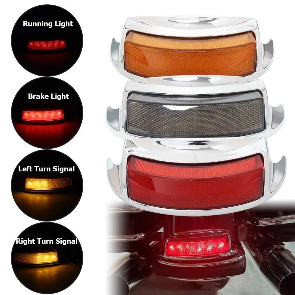 Chrome Rear LED Filler Panel Lights For Harley Touring FLHR FLHTK FLTRU image 2