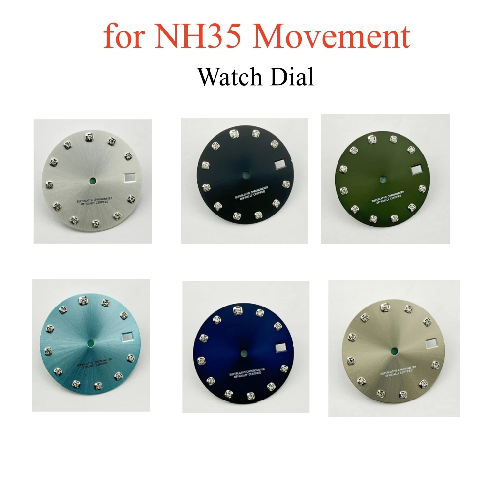 28.5mm Watch Dial for NH35 Movement Mechanical Watch Log Modification Face Diamond Encrusted Index Surface Watch Accessories