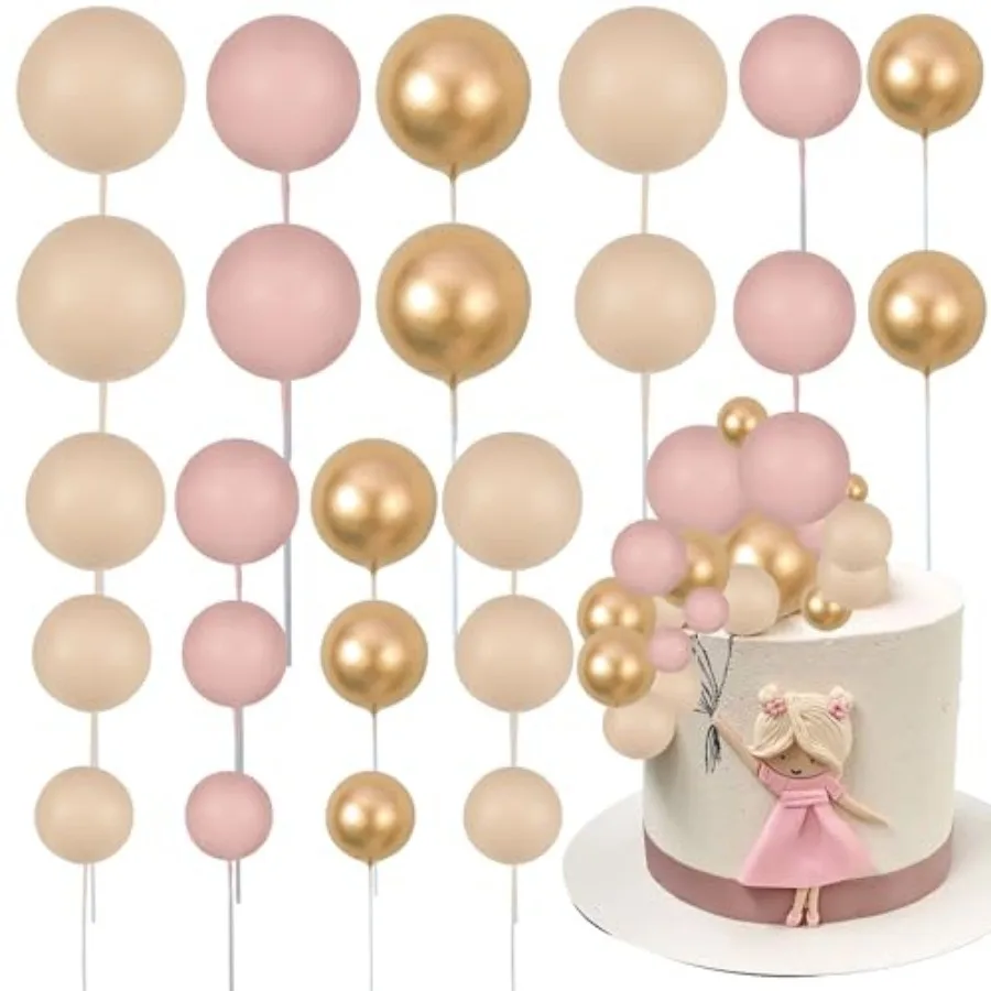 

30Pcs Ball Cake Topper Ball Cake Picks Colorful Pearl Ball Shaped Cupcake Insert Cake Topper for Bear Theme Birthday Party Favo