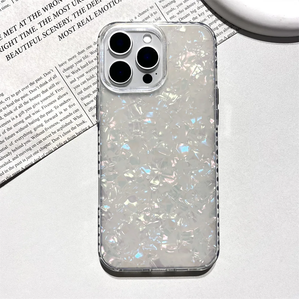 Dream shell pattern for iPhone16 Phone case iPhone15Pro max electroplated button 13/14 protective cover