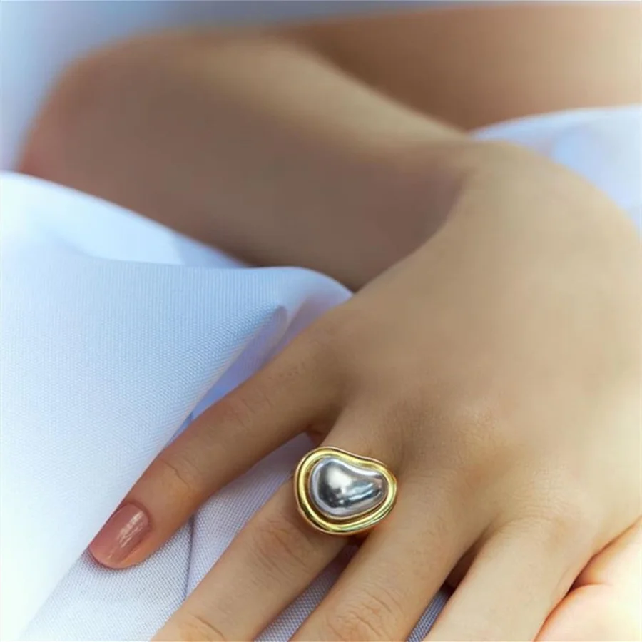 Fashion Niche Geometric Color Matching Open Ring With Unique European and American Trends Light Luxury Charm Jewelry