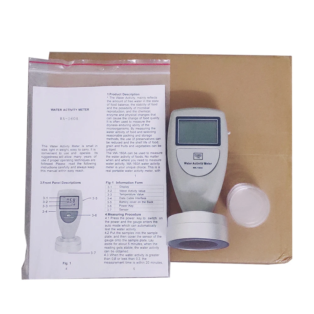 Portable Water Activity Tester WA-160A Food Grain Fruit And Vegetable Water Activity Meter 0~1.0aw Digital Water Activity Meter