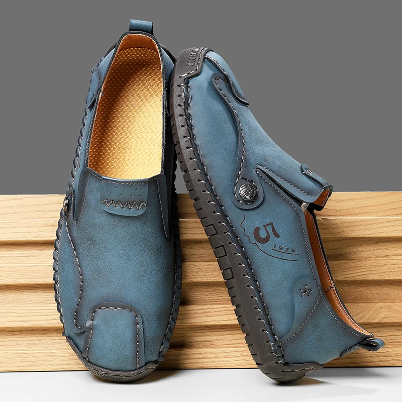 

Hot sale 2025 Autumn office Men's shoes Slip-on casual shoes man loafers blue sewn working shoes dress shoes large size 46 45