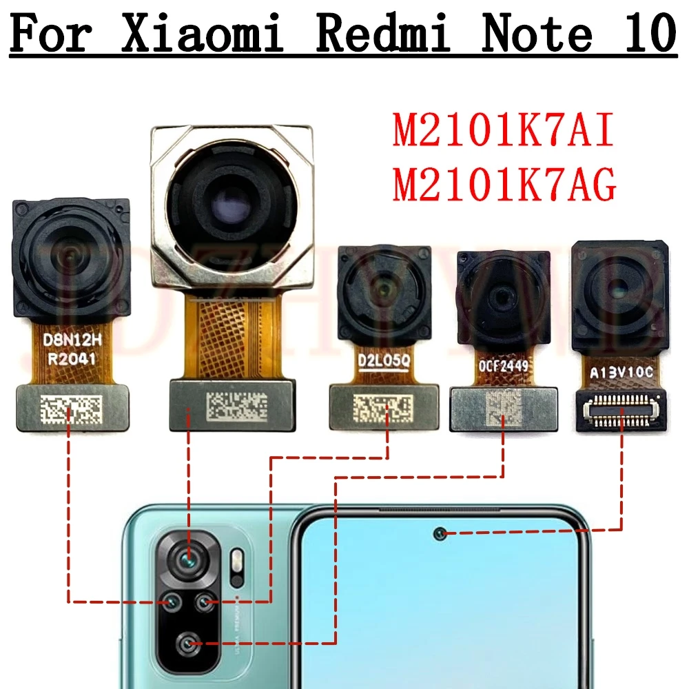 Front Rear Camera Module For Xiaomi Redmi Note 10 Note10 4G M2101K7AG Frontal Selfie Wide Back Facing Main Cameras Flex Cable
