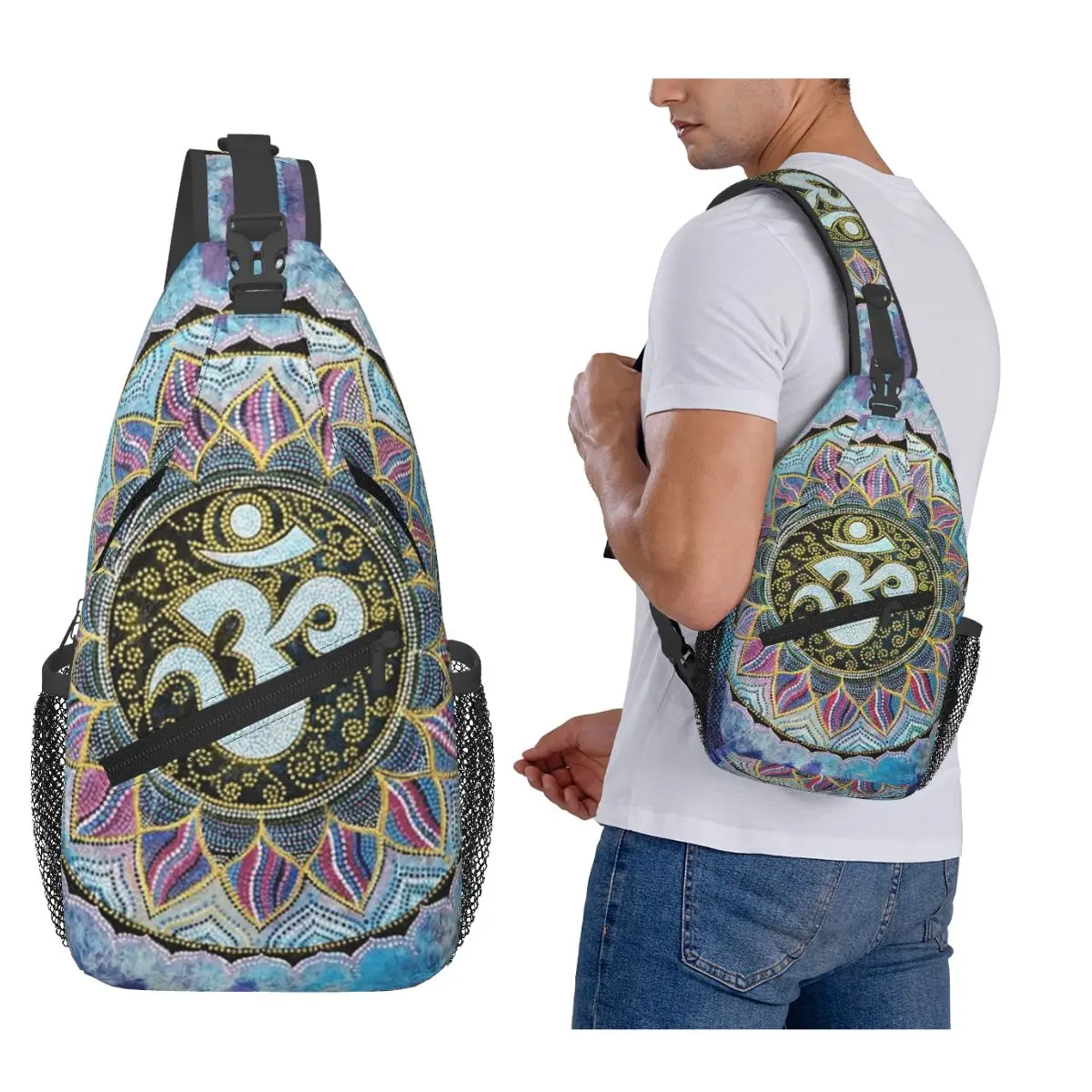 

Om Namah Shivaya Chest Bag Men Sling Crossbody Backpack Chest Bag Travel Hiking Daypack Shoulder Bag