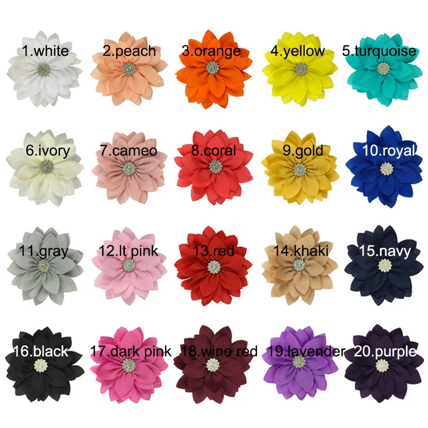 

300pcs New Handmade Head Flower Sharp Corner Lotus Leaf Sticky Diamond American Kids Hair Clip Headgear Diy Accessories 20 Color