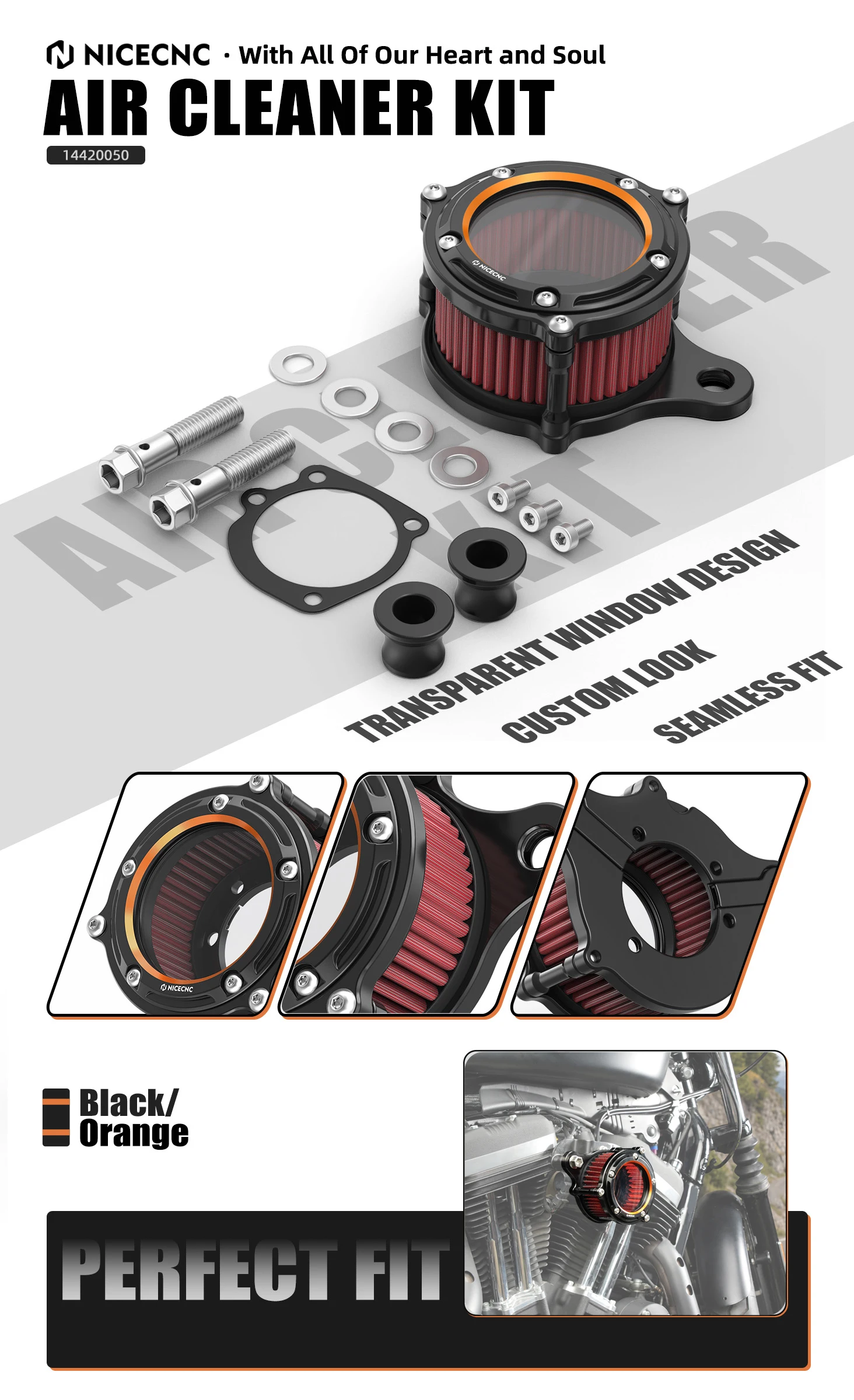 Für Harley Sportster 883 XL883/1200 XL1200 NICECNC Luftfilter-Reinigungsset Iron 883 XL883N Iron 1200 XL1200NS Forty Eight XL1200X – Detail 1