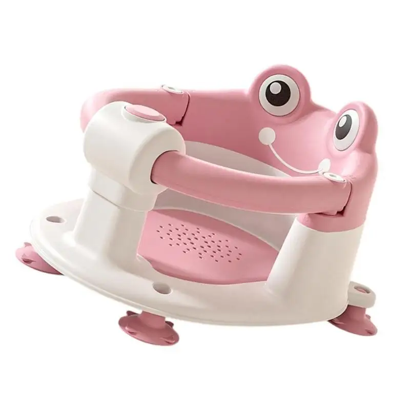 652F Portable Baby Bath Support Anti Slip Infant Bathing Stool For Safety Lovely Cartoon Toddler Bathing Chair