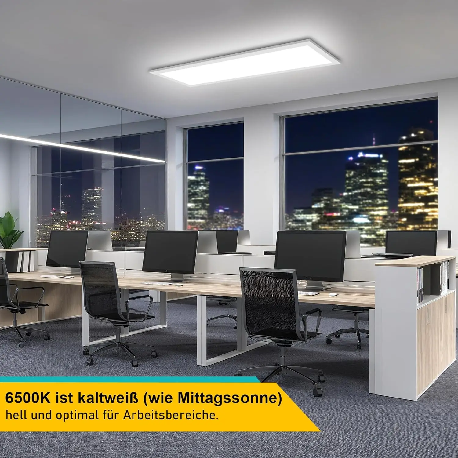 LED-Panel-Deckenleuchte, 24 W, 58 x 20 cm, 3100 lm, 6500 K, weiße Flachlampe und dimmbar, für Schlafzimmer, Wohnzimmer, Esszimmer, Wo