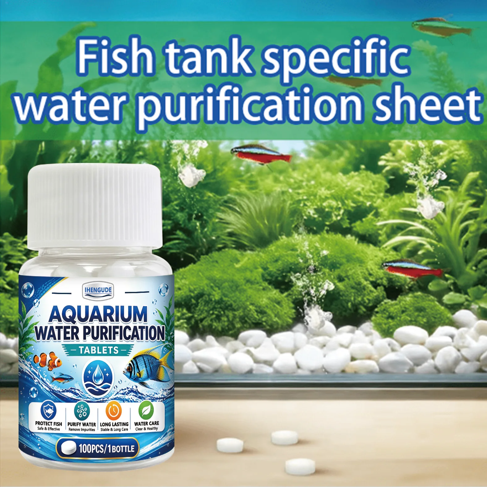 【Fish Tank Water Purification Tablets】Fish Tank Stain Removal + Water Purification Two-In-One Aquarium Water Purification Tablets, Fish Tank Water Balance Tablets, Achieve Crystal Clear Water! Multi-Functional Odor Removal + Stain Cleaning in One, Long-Lasting Maintenance of the Fish Tank's Ecological Balance, Allowing Fish to Swim Freely in a Clear Water Environment, a Must-Have Tool for Lazy People to Prevent Odor and Remove Stains