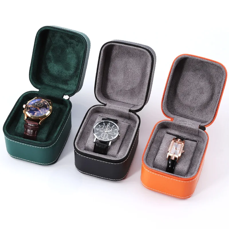 Pu Leather Watch Case Business Zipper-Style Watch Box Convenient Hand-Held Bracelet Packaging High-End Watch Box