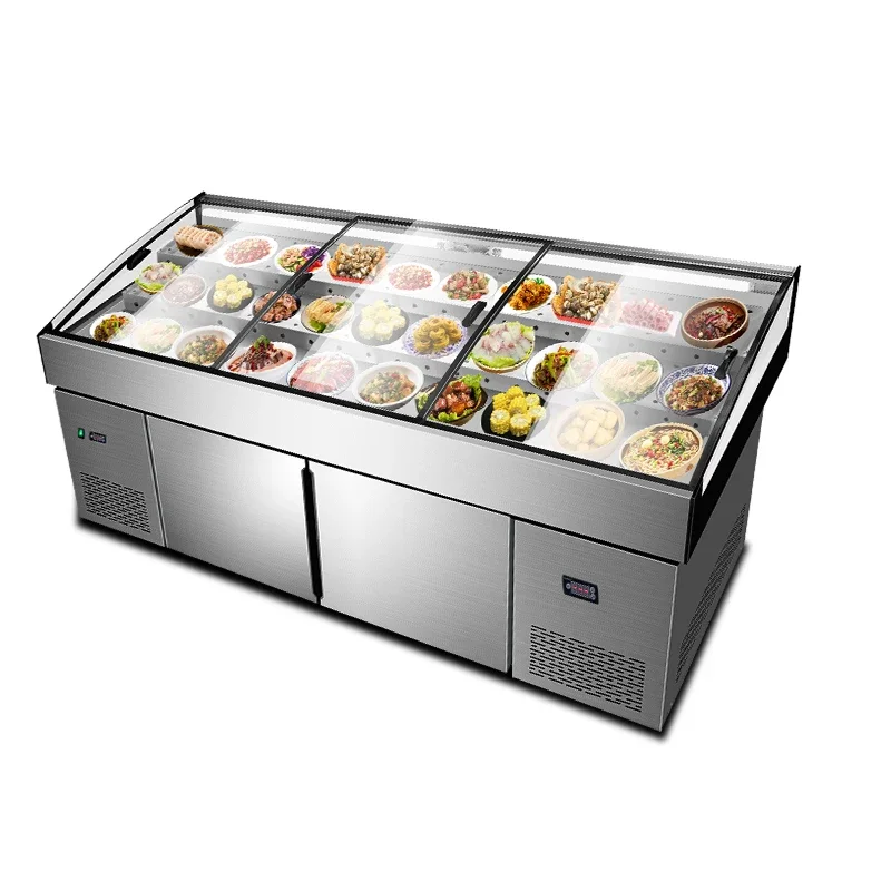 

HLZ double temperature ice platform seafood cabinet commercial a la carte barbecue refrigerated frozen fresh-keeping cabinet