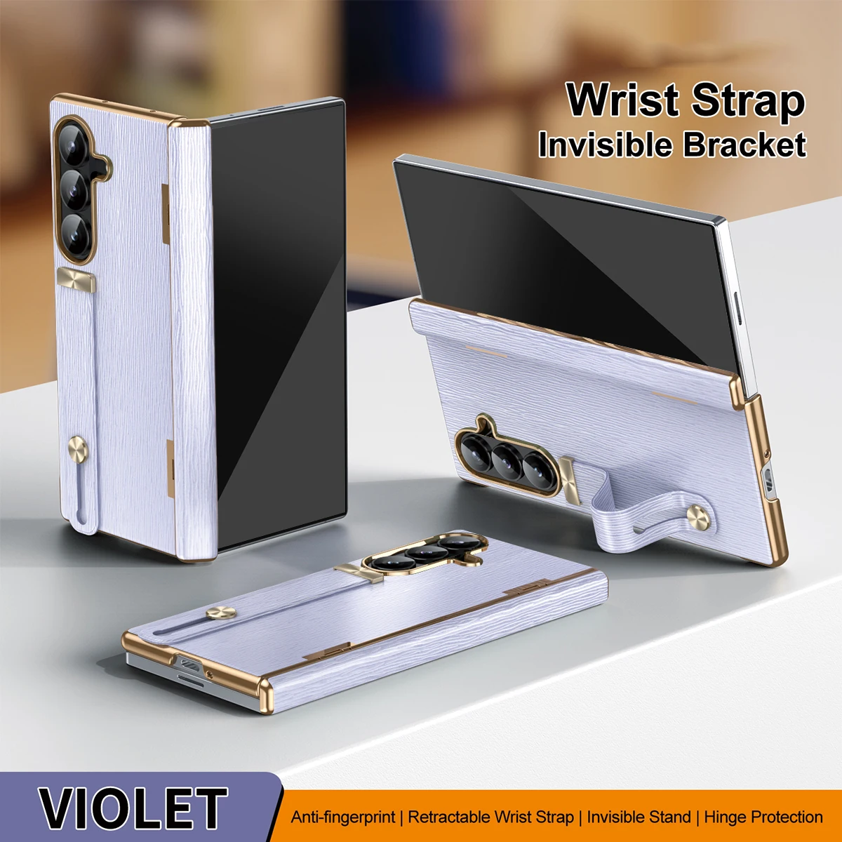 

Electroplated Frame Hard PC Hinge Protection PU Phone Cover For Samsung Galaxy Z Fold 7 4 3 5 6 Fold7 With Screen Protector Case