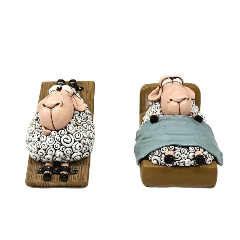 Cartoon Paranoia Sheep Figurine Bedroom Mutton Miniature Humour Pasture Animal Home Caninet Ornament Collection Decor Craft