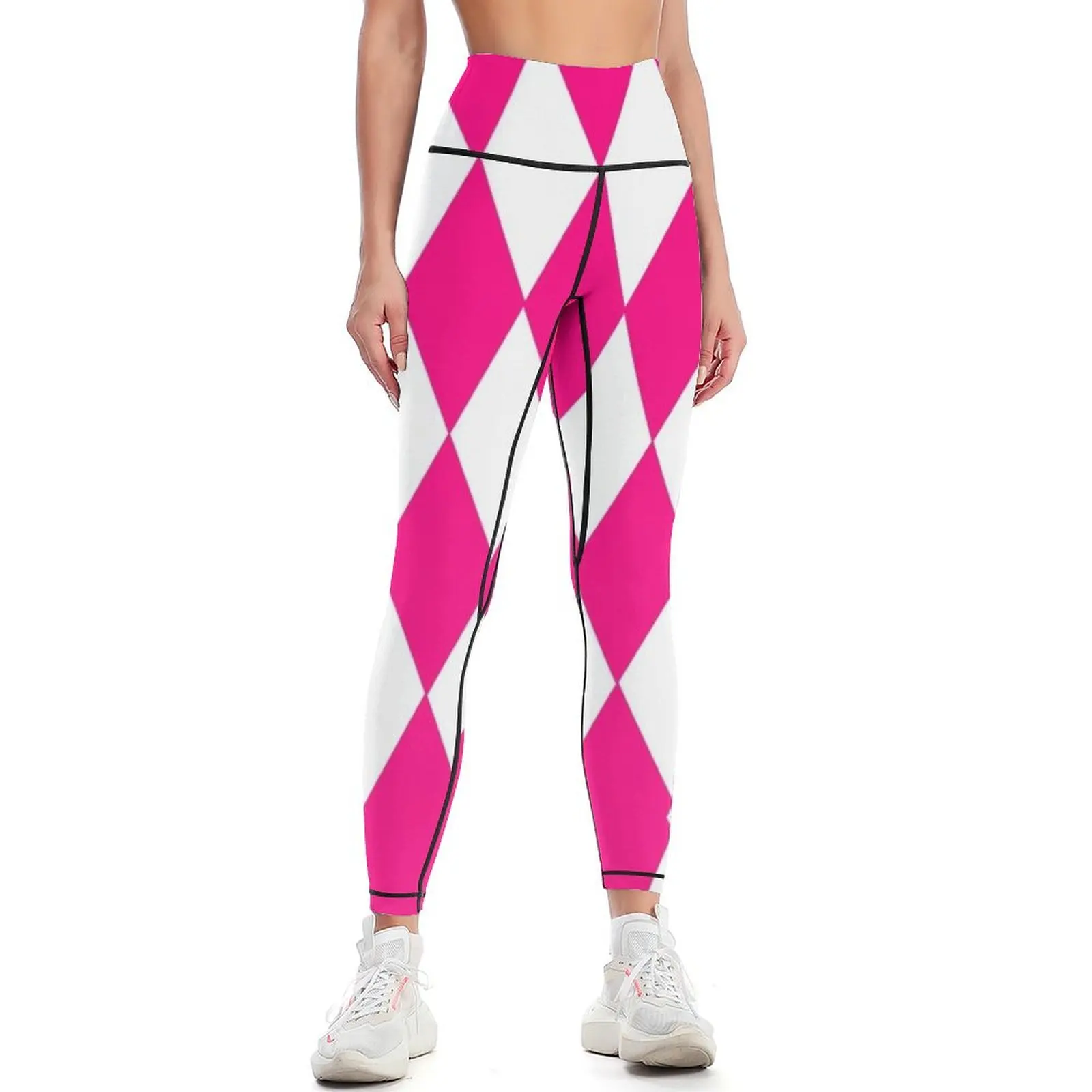 

Bright Pink harlequin pattern Leggings leggins push up woman harem pants Womens Leggings