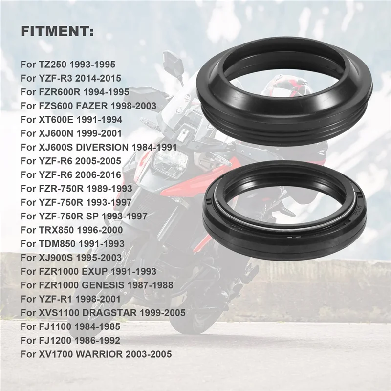 AC52-Motorcycle Front Fork Dust Seal And Oil Seal For Yamaha FZS600 FAZER YZF-R1 XT600 XT600E XT FZS 600