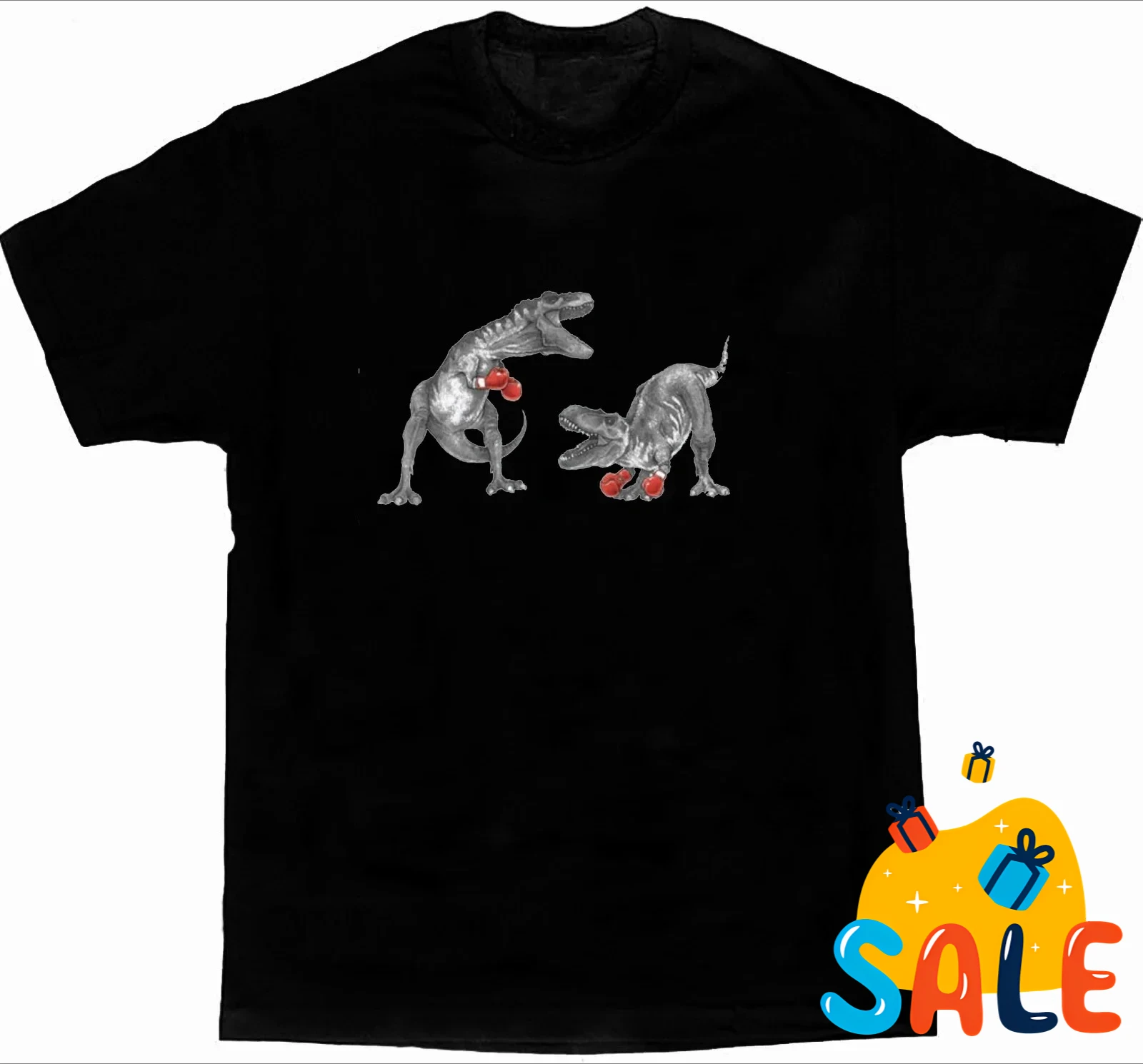 Animal Fight Club Funny T-rex Boxer Dinosaur T-Shirt 100% Cotton O-Neck Summer Short Sleeve Casual Mens T-shirt Size S-3XL