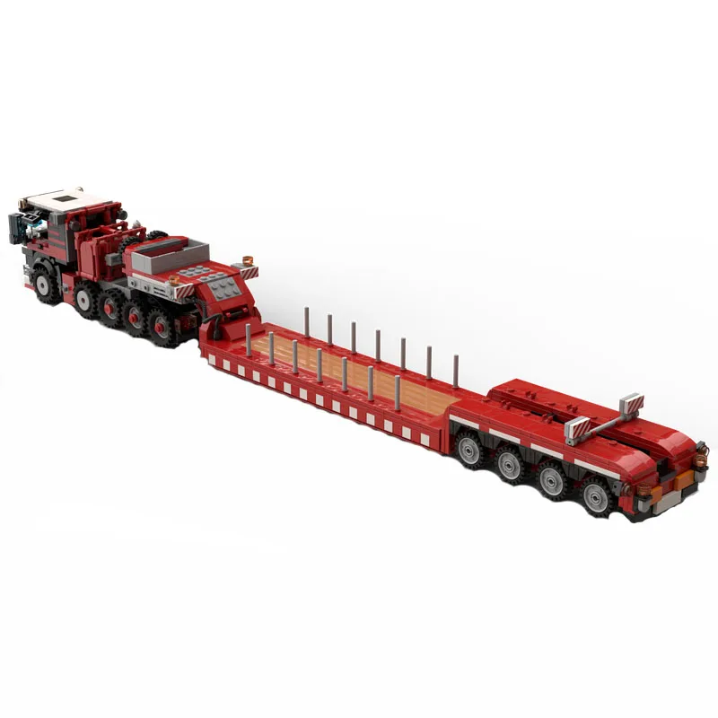 1175pcs MOC City Cargo 10x6 Semi-Tractor with 0+4 Extendable Euro Low-Loader Model Christmas Gift Decorative Bookcase Ornament