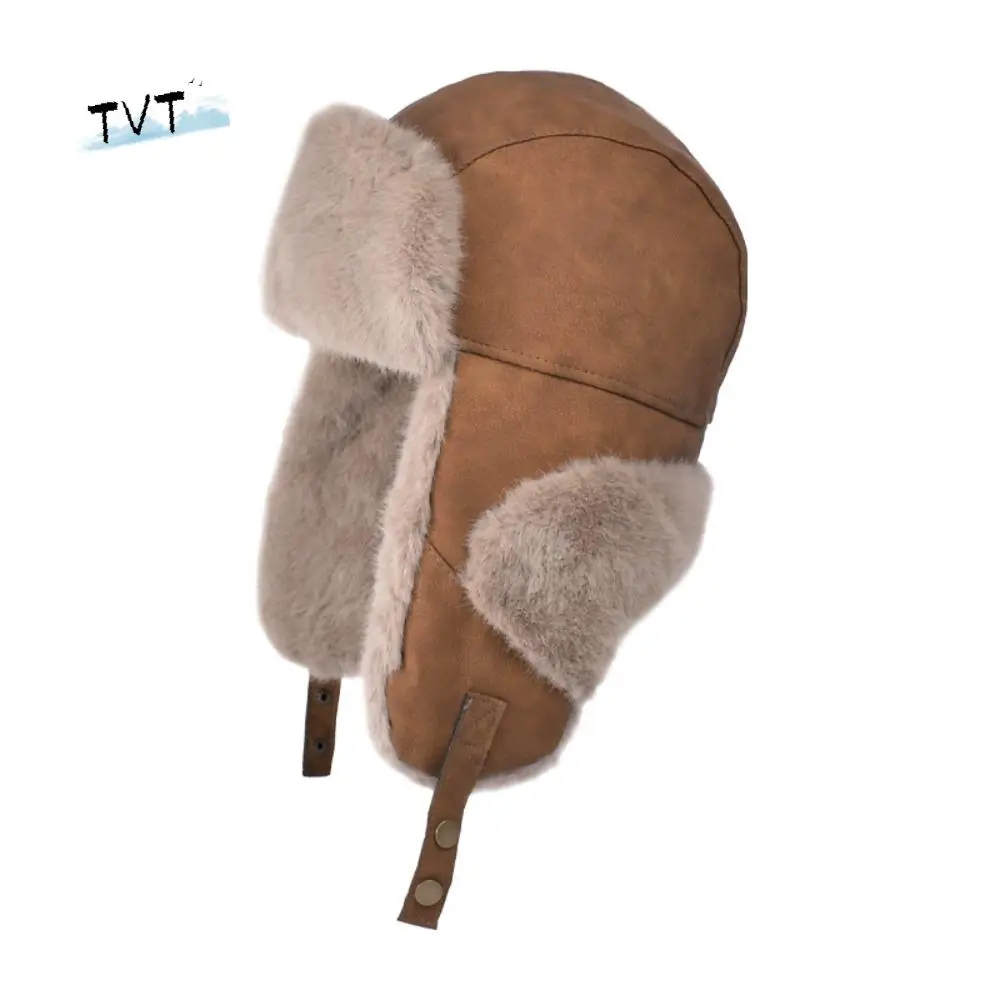 

Fashion Windproof Faux Fur Pilot Cap Thickened Fluffy Winter Earflap Hat Outdoor Warm Ski Pullover Cap Outdoor