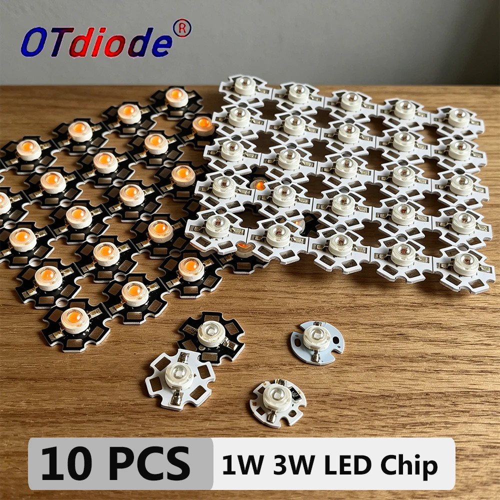 10 Pcs 1W 3W 5W LED Chip DC 3.7V 5V 12V Warm Cool White Red Green Blue Yellow UVA Purple Aluminum PCB 16MM 20MM Lamp Light Beads
