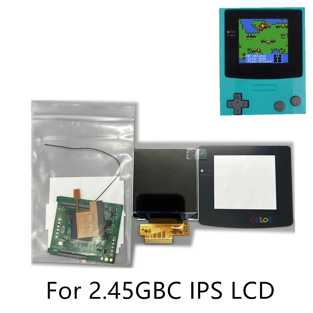 

Комплект 2,45-дюймового IPS LCD-экрана для Game Boy Color GBC, подсветка, ретро-пиксели, без вырезов, простая установка