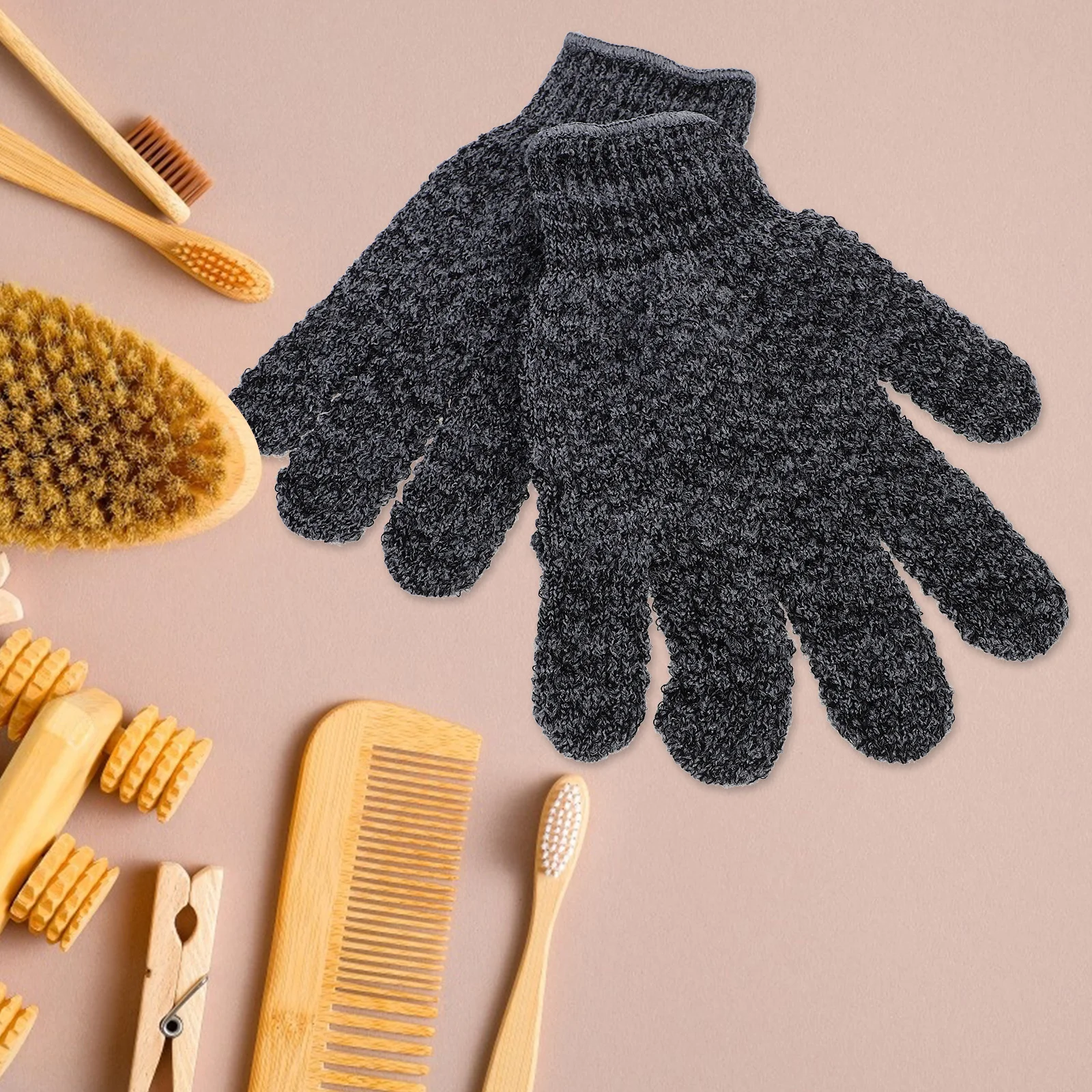 

3 пары перчаток для купания, высококачественный отшелушивающий скруббер для тела из полиэстера с приподнятой сеткой для удаления омертвевшей кожи и очистки спины