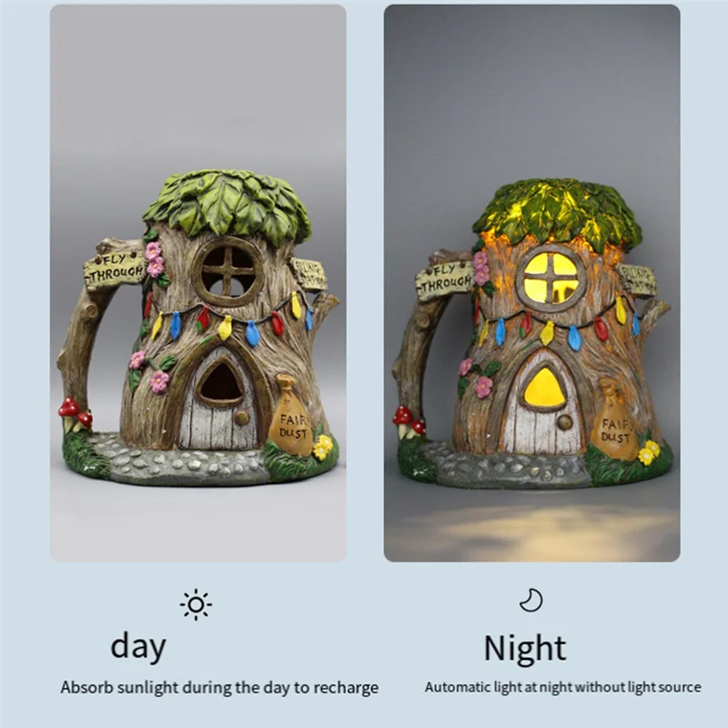 

Solar Garden Statue Lights House Figurine,Outdoor Memorial Garden Ornaments Gift Waterproof Decoration For Outside Patio Durable