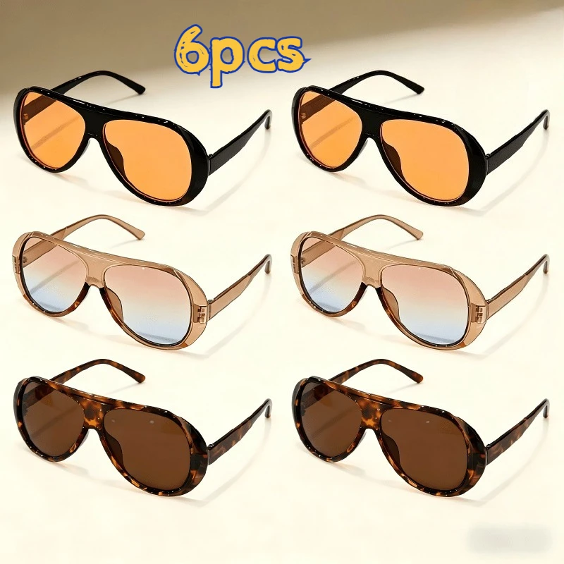 1/6er-Pack Retro Übergroße Sonnenbrillen Trendiger Streetstyle für Männer & Frauen Sonnenschutz & Party-Accessoires