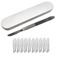 NO.10-24 Metal Steel Carving Blades Handle Surgical Tool DIY Cutting Phone PCB Repair Craft Knife Scalpel Kit Set With box