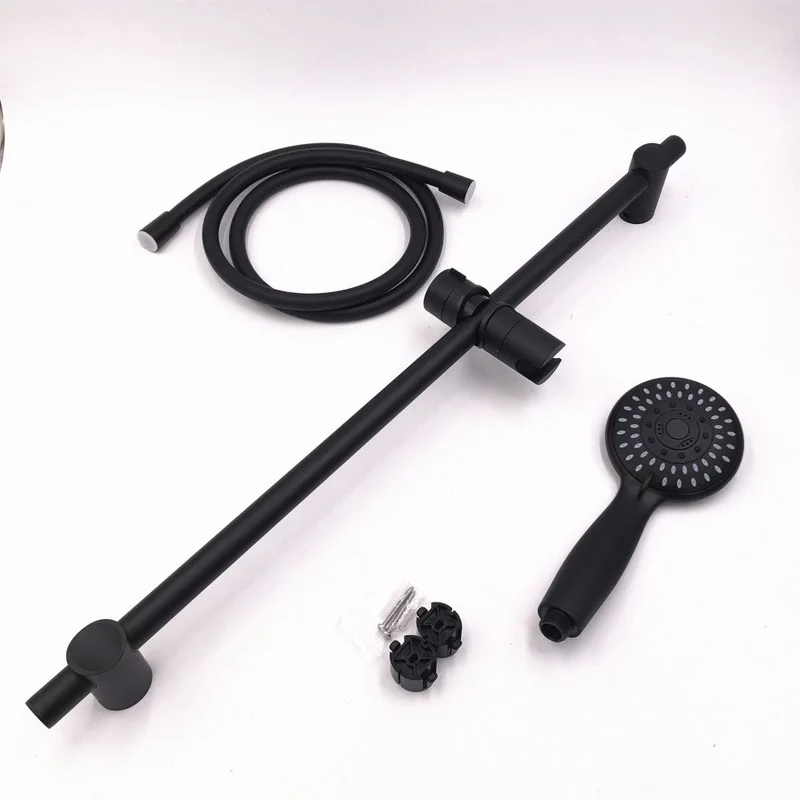 Matte Matte Black Stainless Steel Lifting Rod Shower Hose Bracket Shower Lifting Frame Set
